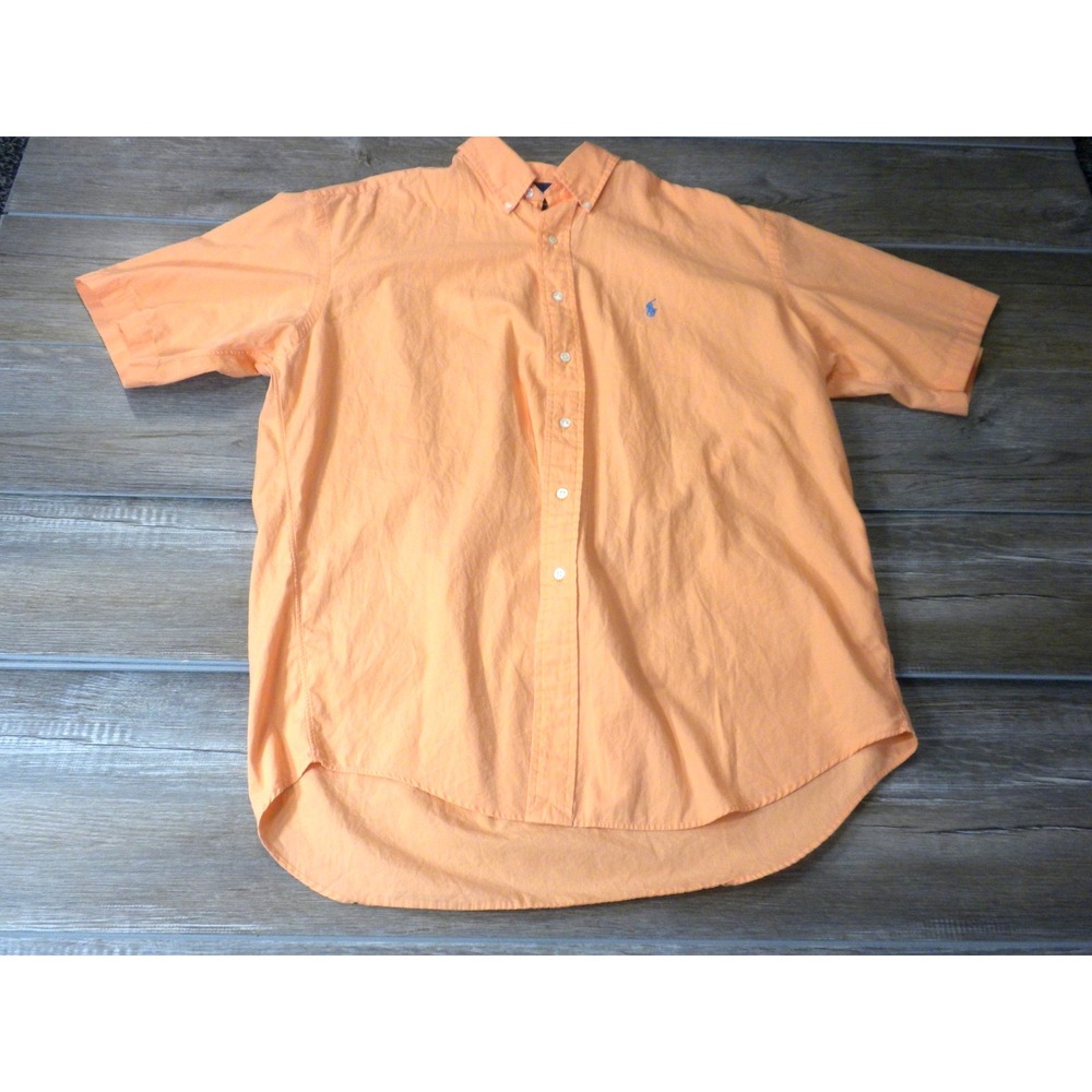 Ralph Lauren Shirt Mens L Orange Blake Pony Preppy 90s Vintage Oversized Relaxed
